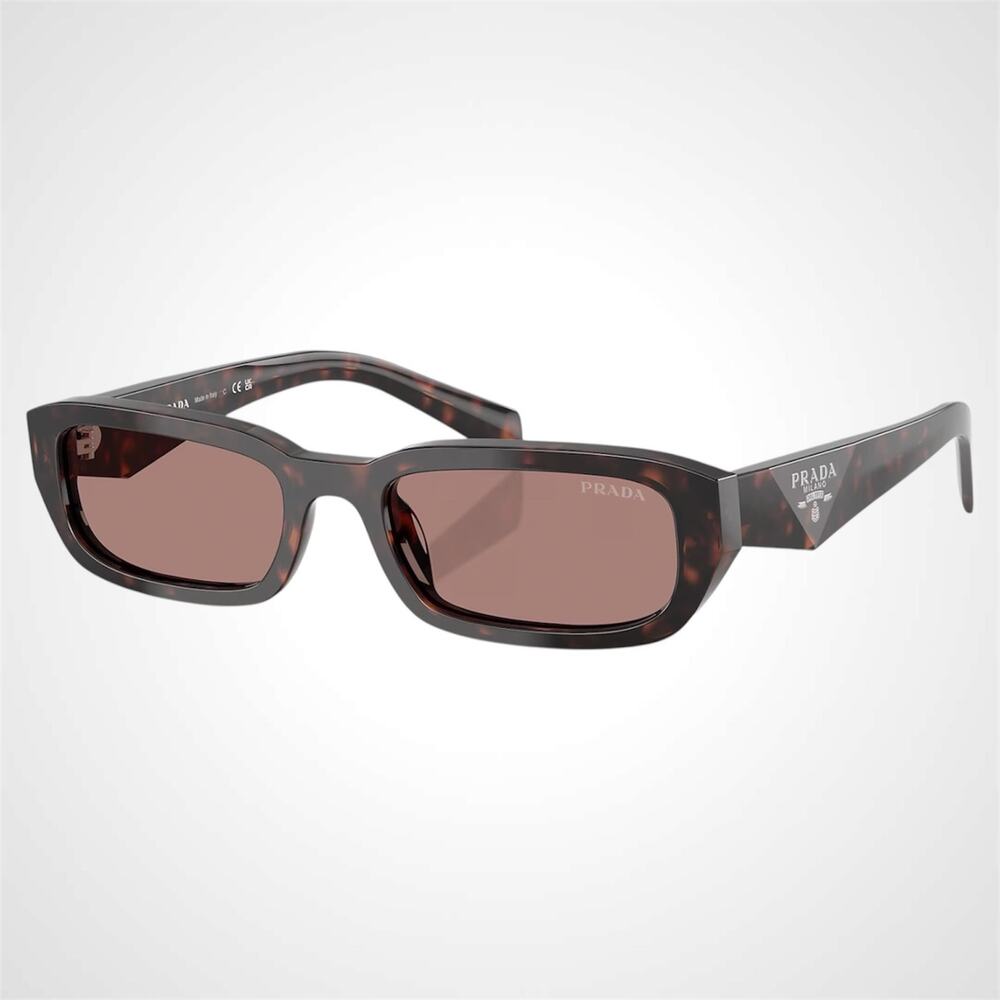 New PRADA Sunglasses Brown Tortoise Symbole Logo Rectangle w/ Case